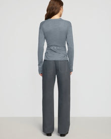 Renée | Eleni Contrast-Stitch Straight Leg Pant in Size Small