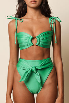 Paula Tie Up Bikini Bottom | Emerald Shimmer