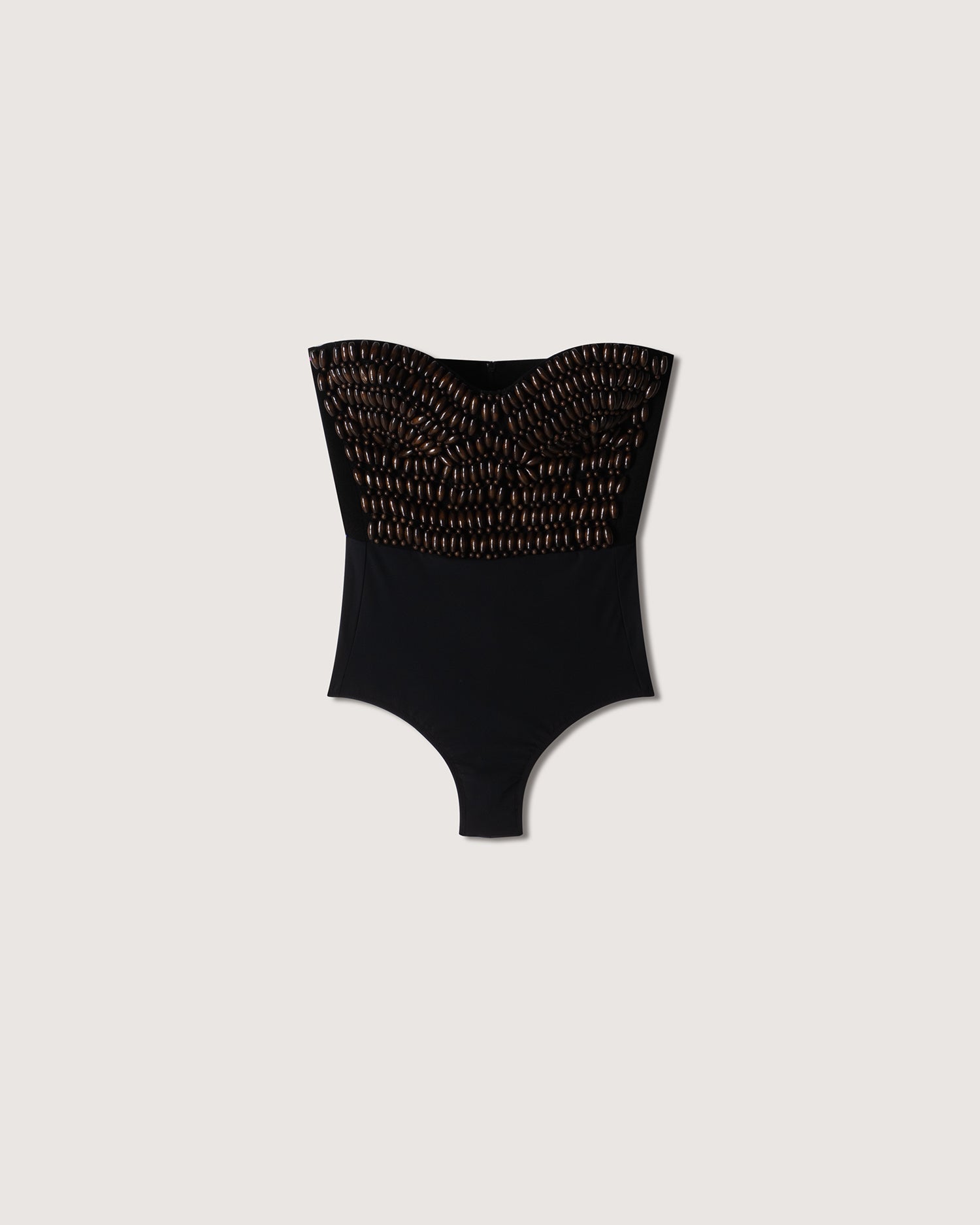 Womens | Portia Beaded Boucle-Tweed Bustier Bodysuit | Black