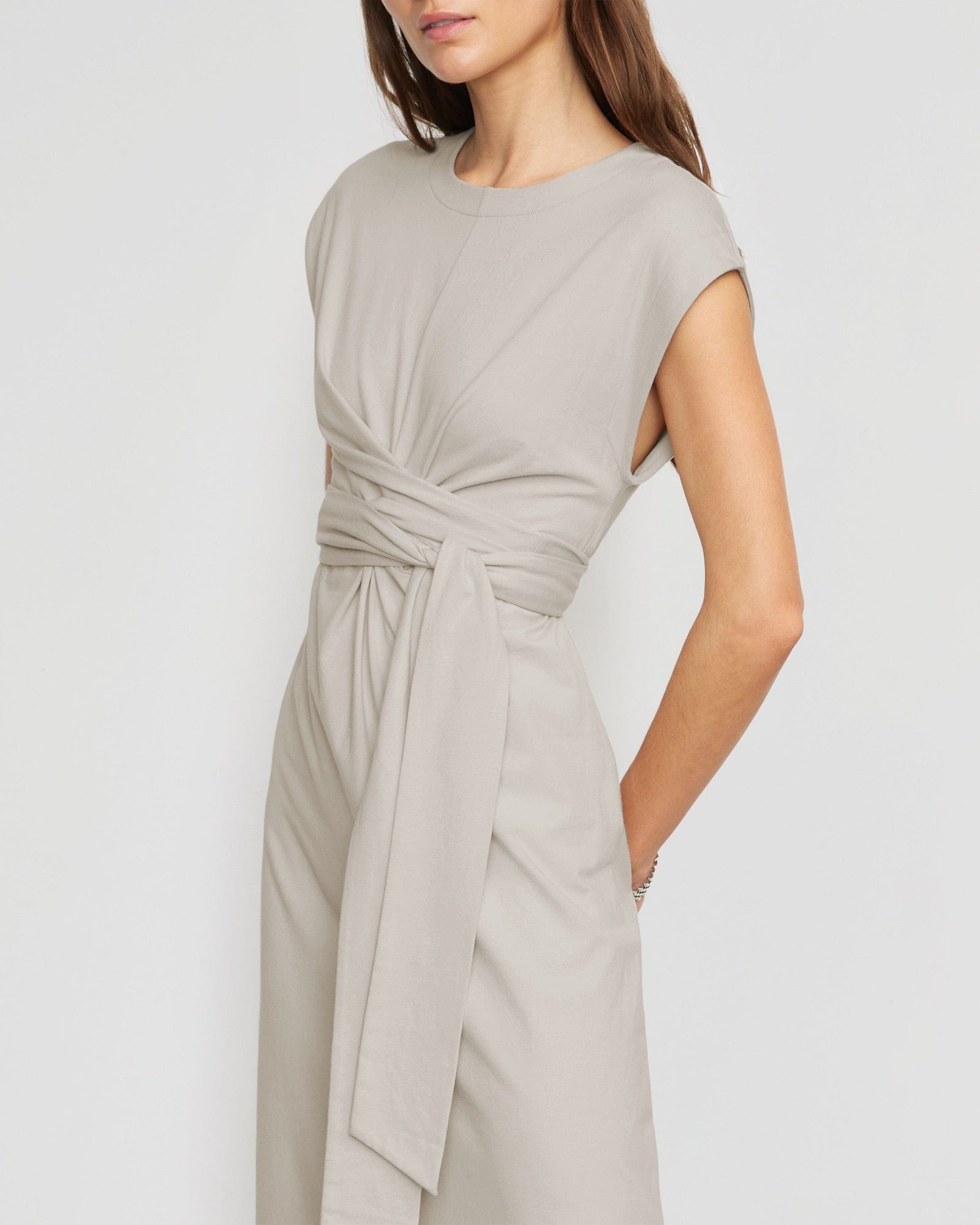 Renée | Fei Organic Cotton Tie-Front Midi Dress in Size Small