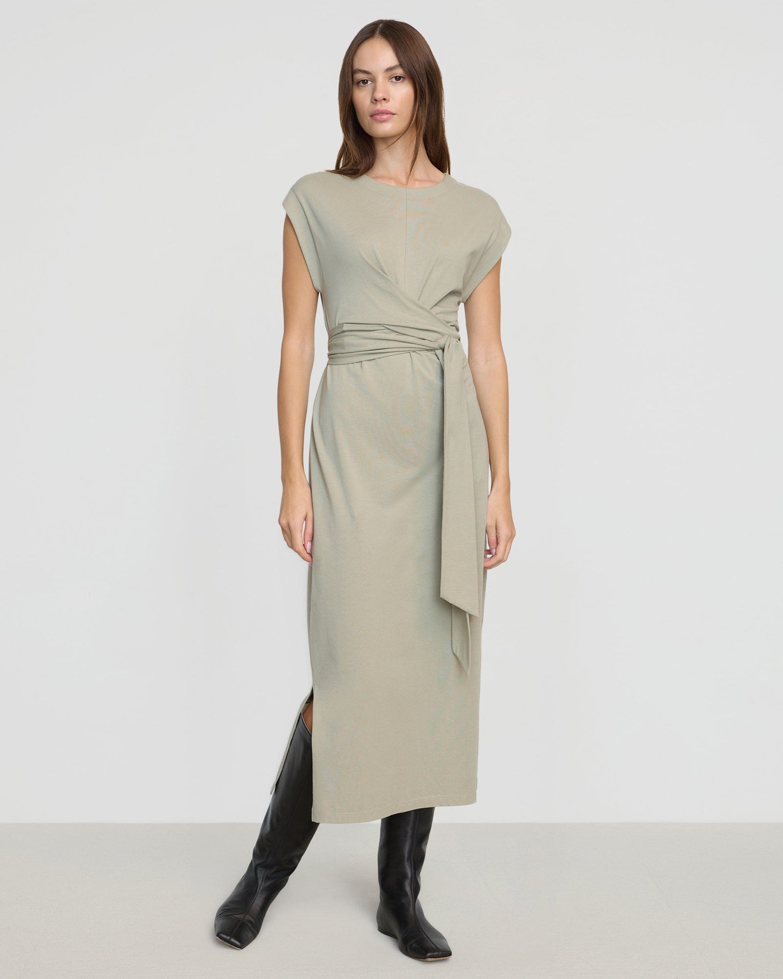 Beate | Fei Organic Cotton Tie-Front Midi Dress in Size Extra Small