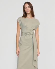 Beate | Fei Organic Cotton Tie-Front Midi Dress in Size Extra Small