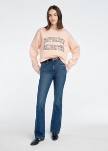 The Cropped Collegiate Sweatshirt | Pale Pink White