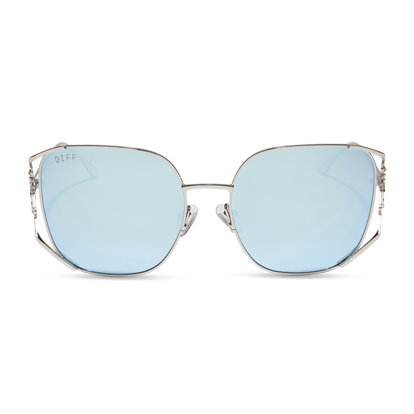 Womens | Elsa Sunglasses | Cool Silver Gloss Metal | Ice Blue Polarized Lenses
