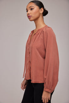 Full Sleeve Raglan Button Down - Baked Terracotta