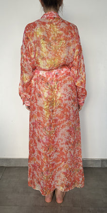 Rococo Sand | Inv Viscose Georgette Cosmic Lurex Long Dress | Orange