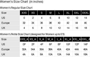 Product size guide