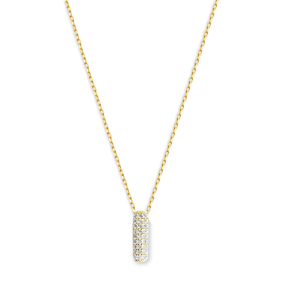 The Pave' Bubble Letter Pendant Necklace | 18KT Gold Vermeil & Sterling Silver