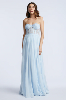Lace Bodice Chiffon Ruffle Gown | Skyway