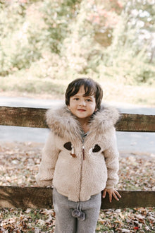 Shearling Camel Bomber Coat Faux Fur - Petite Maison Kids