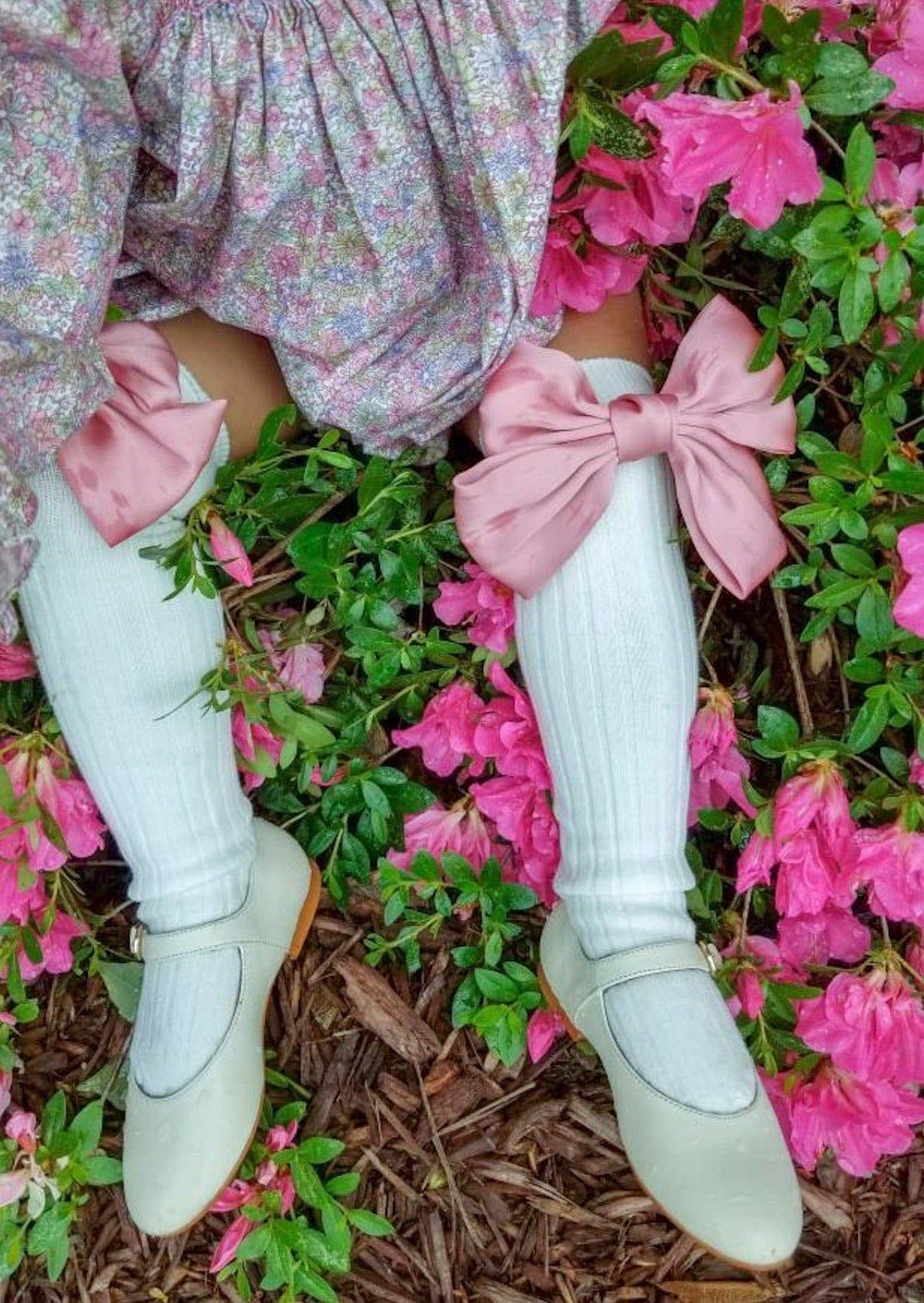 Abigail Satin Bow Socks  | Mauve