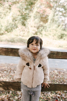 Shearling Camel Bomber Coat Faux Fur - Petite Maison Kids