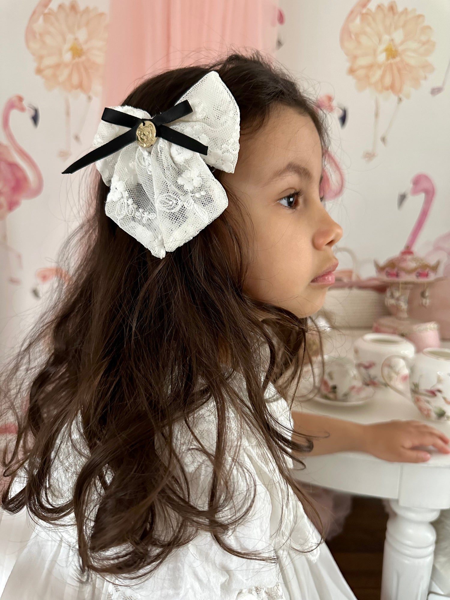 Embroidered Flower Hair Bows - Petite Maison Kids