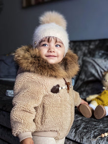 Shearling Camel Bomber Coat - Petite Maison Kids