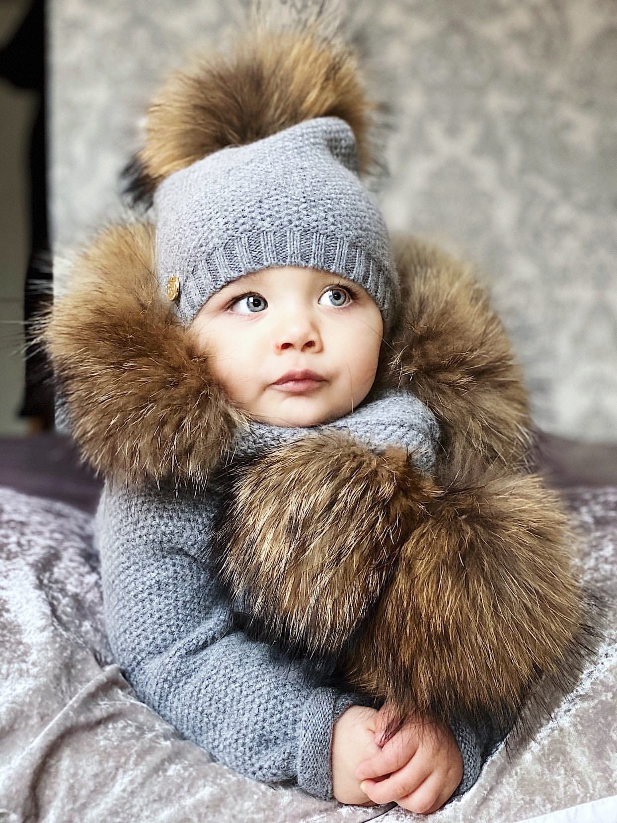 Cashmere Pram Coat with Natural Trim - Petit Maison Kids