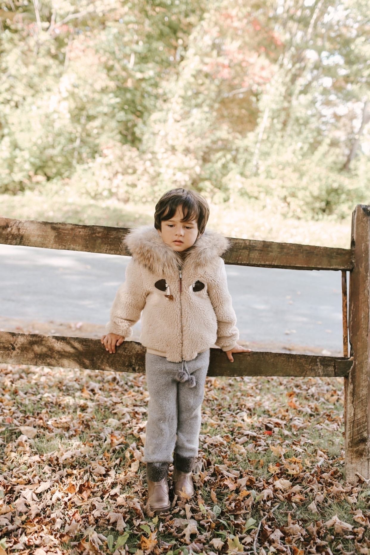 Shearling Camel Bomber Coat - Petite Maison Kids