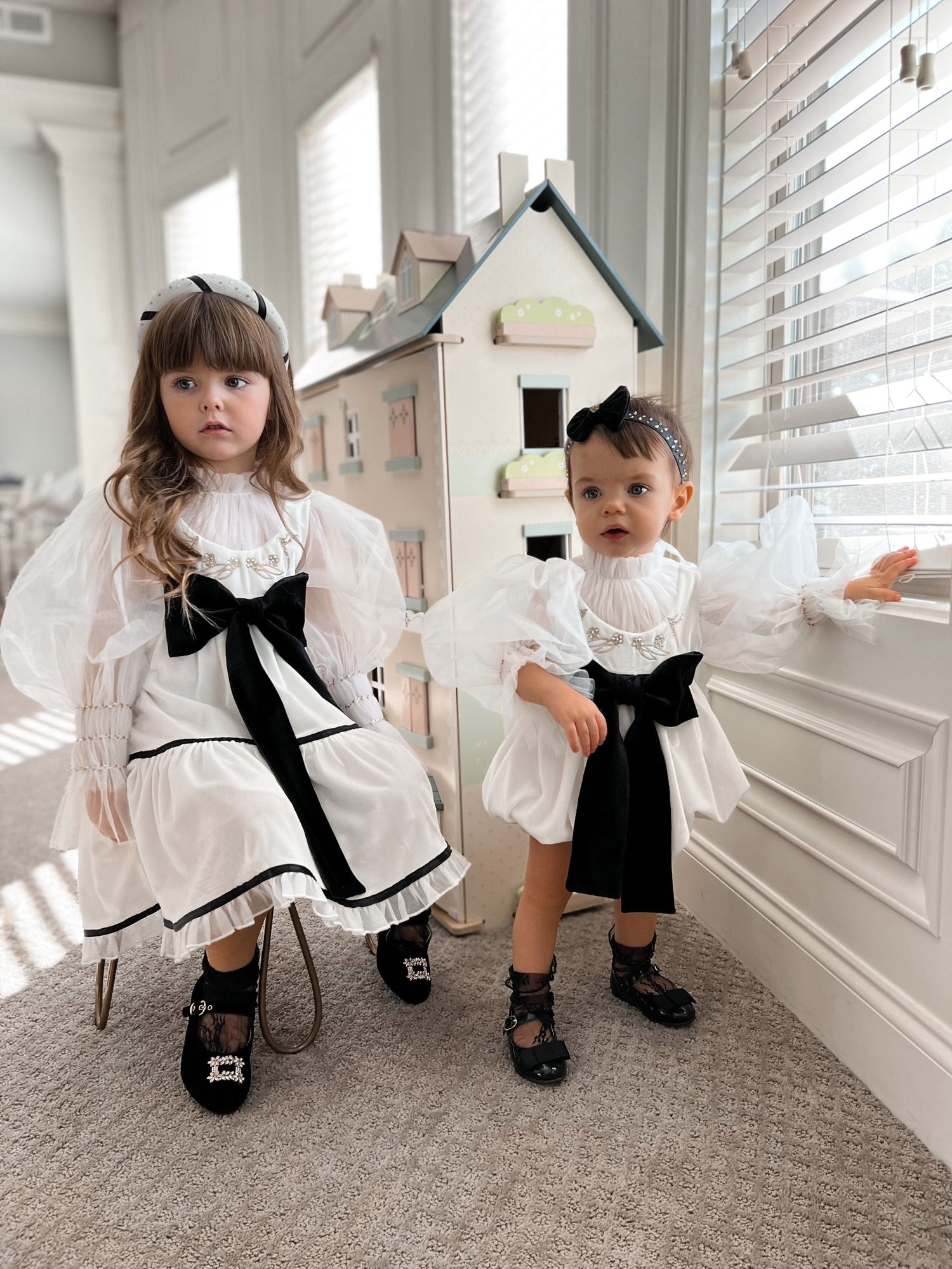 Aurora Ivory Velour Dress - Petite Maison Kids