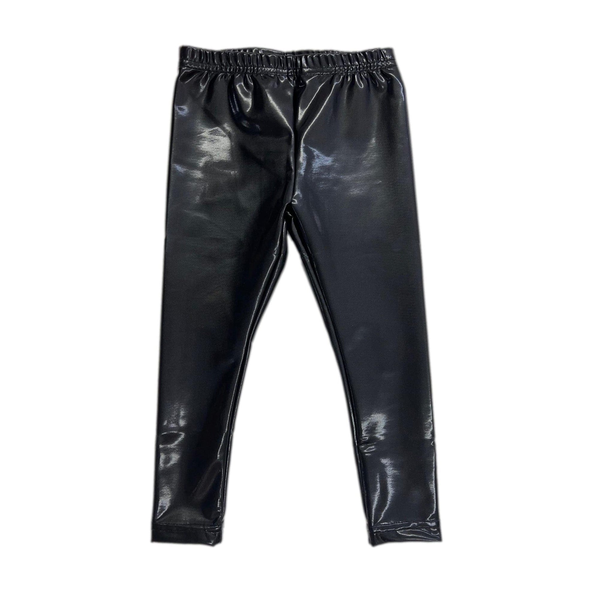 Black Liquid Faux Leather Leggings - Petite Maison Kids