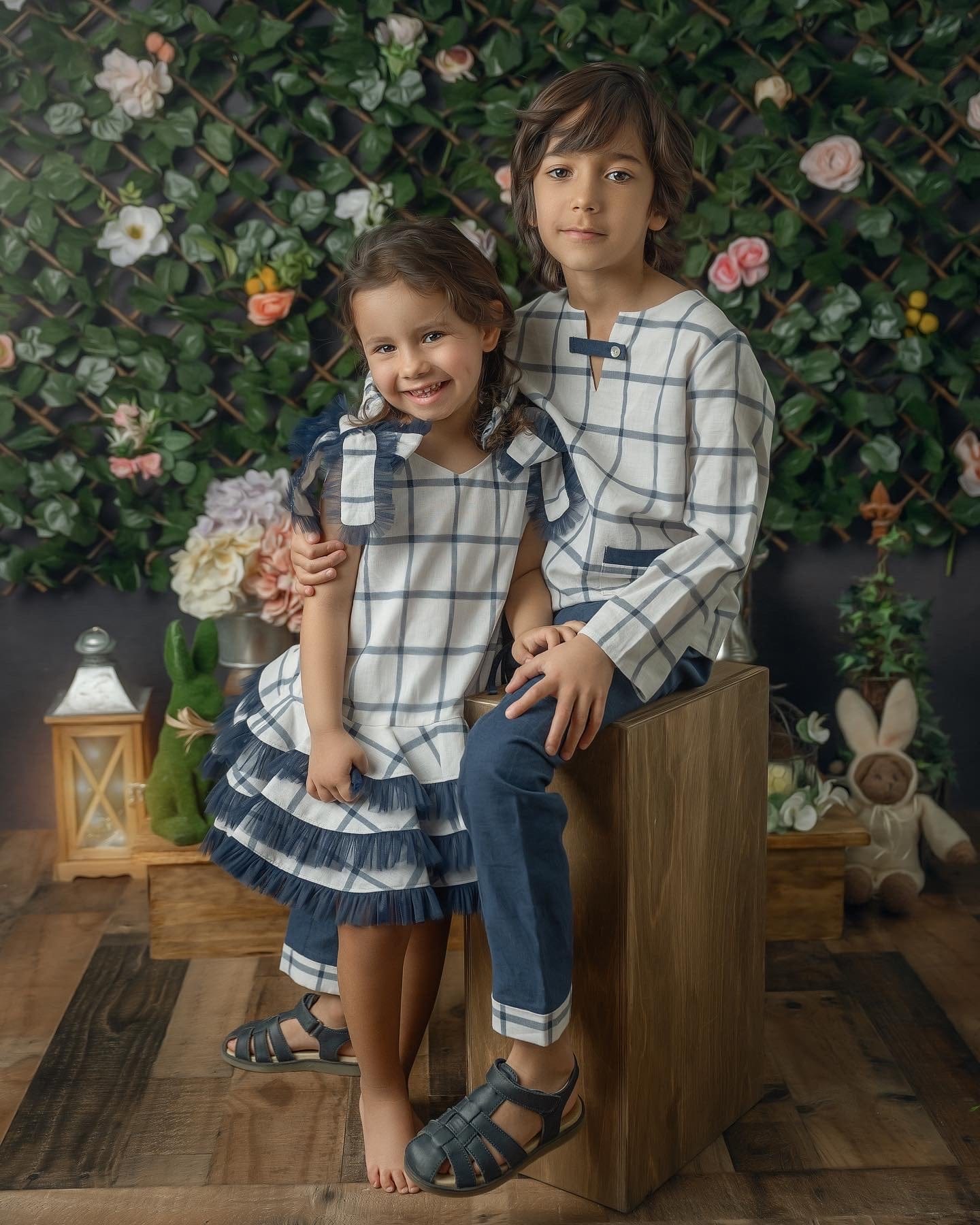 Checkered Linen Top and Pants Set - Petite Maison Kids