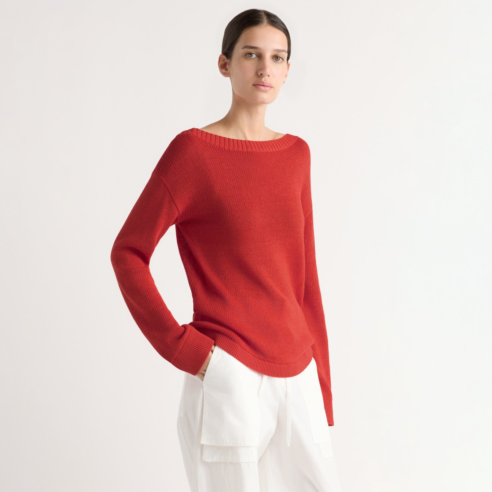 Karolina | Isabel Open-Knit Boat-Neck Sweater in Size Extra Small