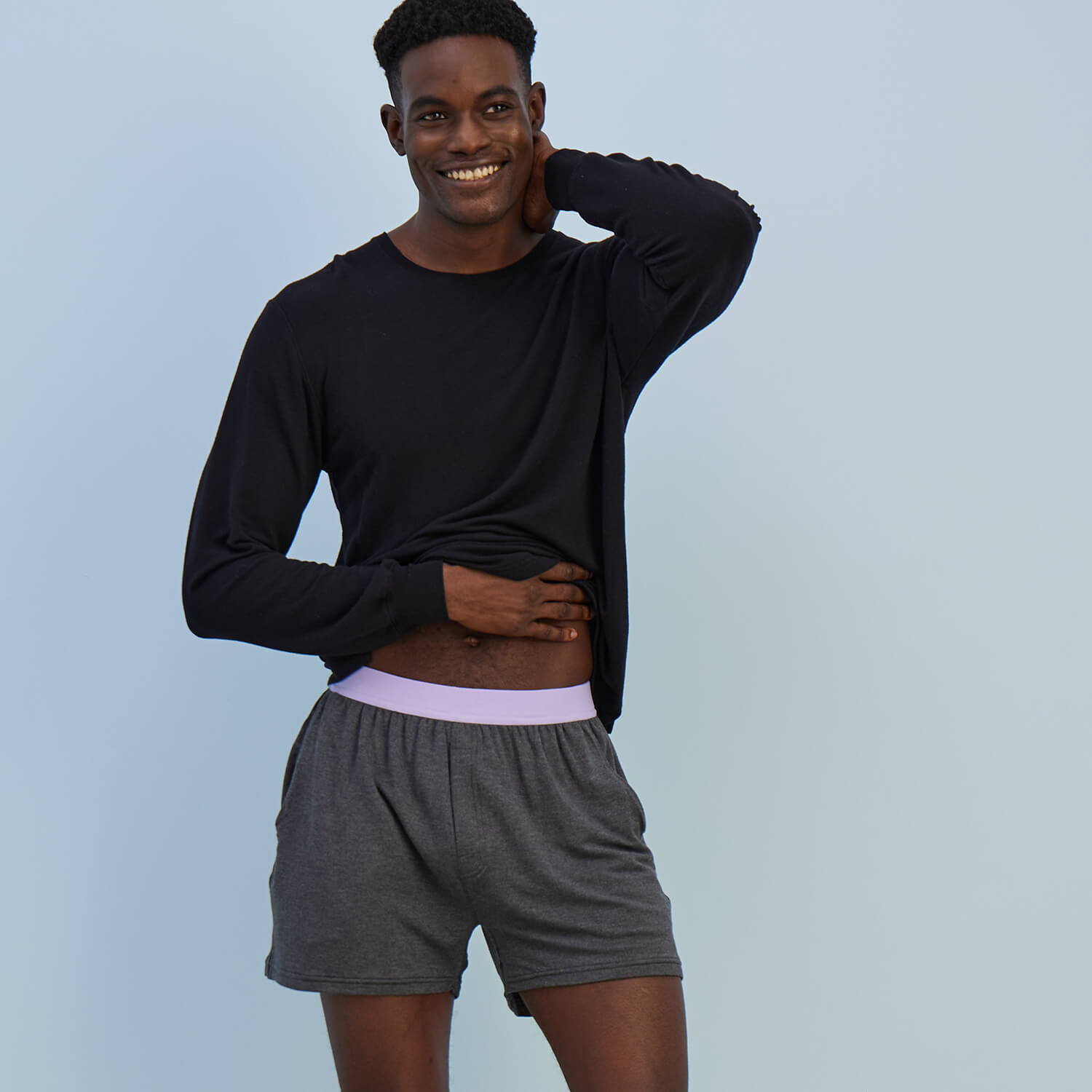 Modal Boxer Lounge Shorts | Boxers with Pockets | Gray/Lavender