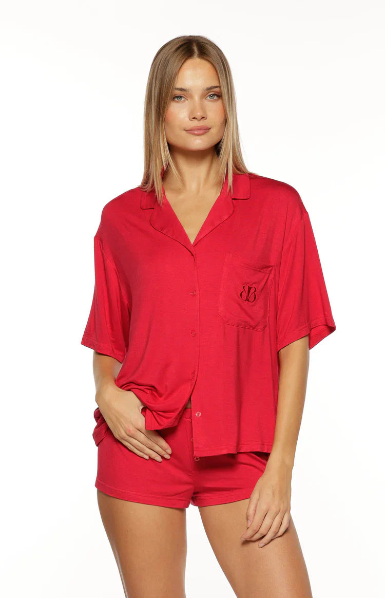 Jamey Mini Pajama Shorts | Burgundy