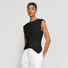 Janae Sleeveless Wrap Jersey Tee | Black