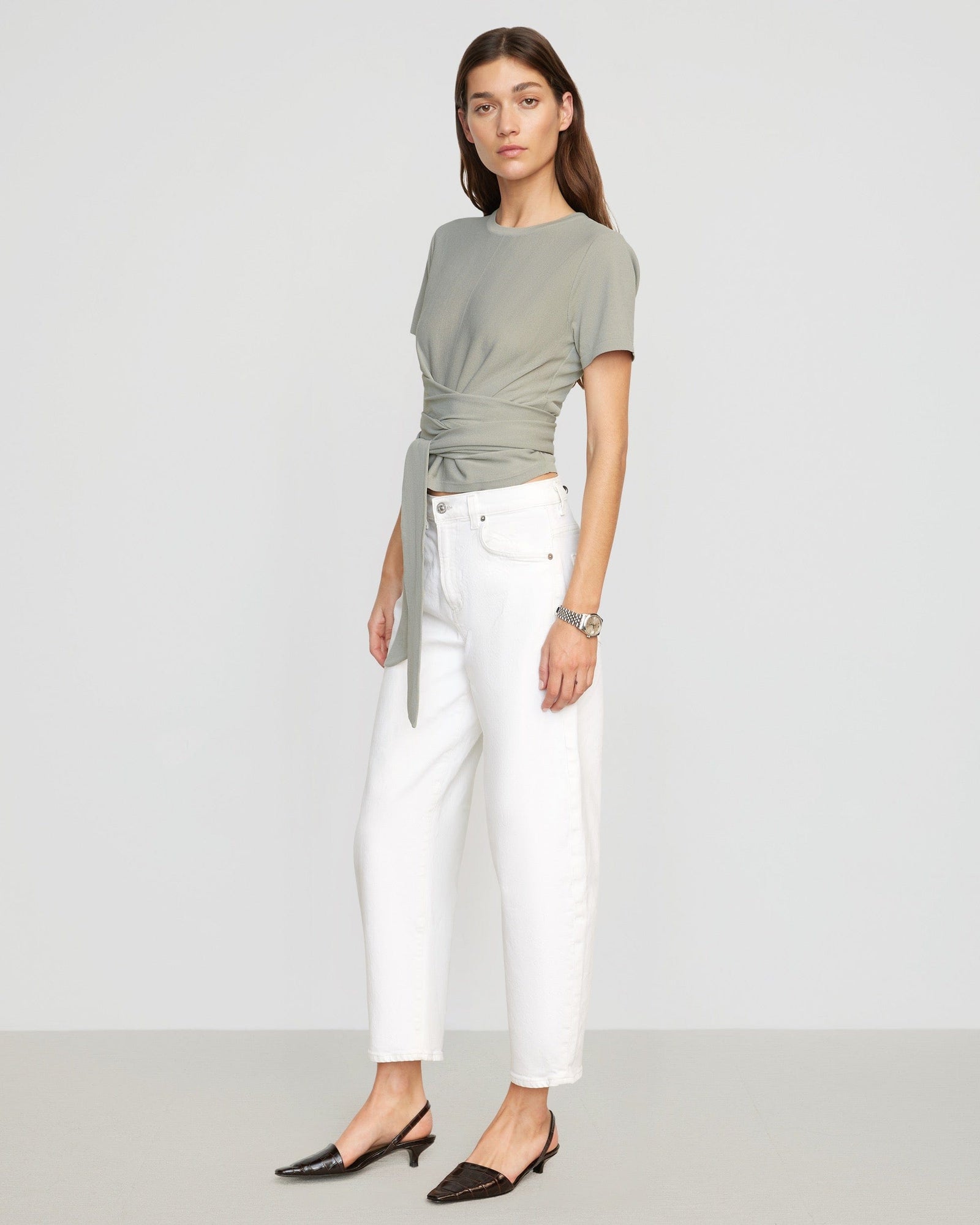 Renée | Jude Cropped Tie-Front Top in Size Small