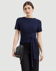 Morgan | Jude Cropped Wrap Blouse in Size Small