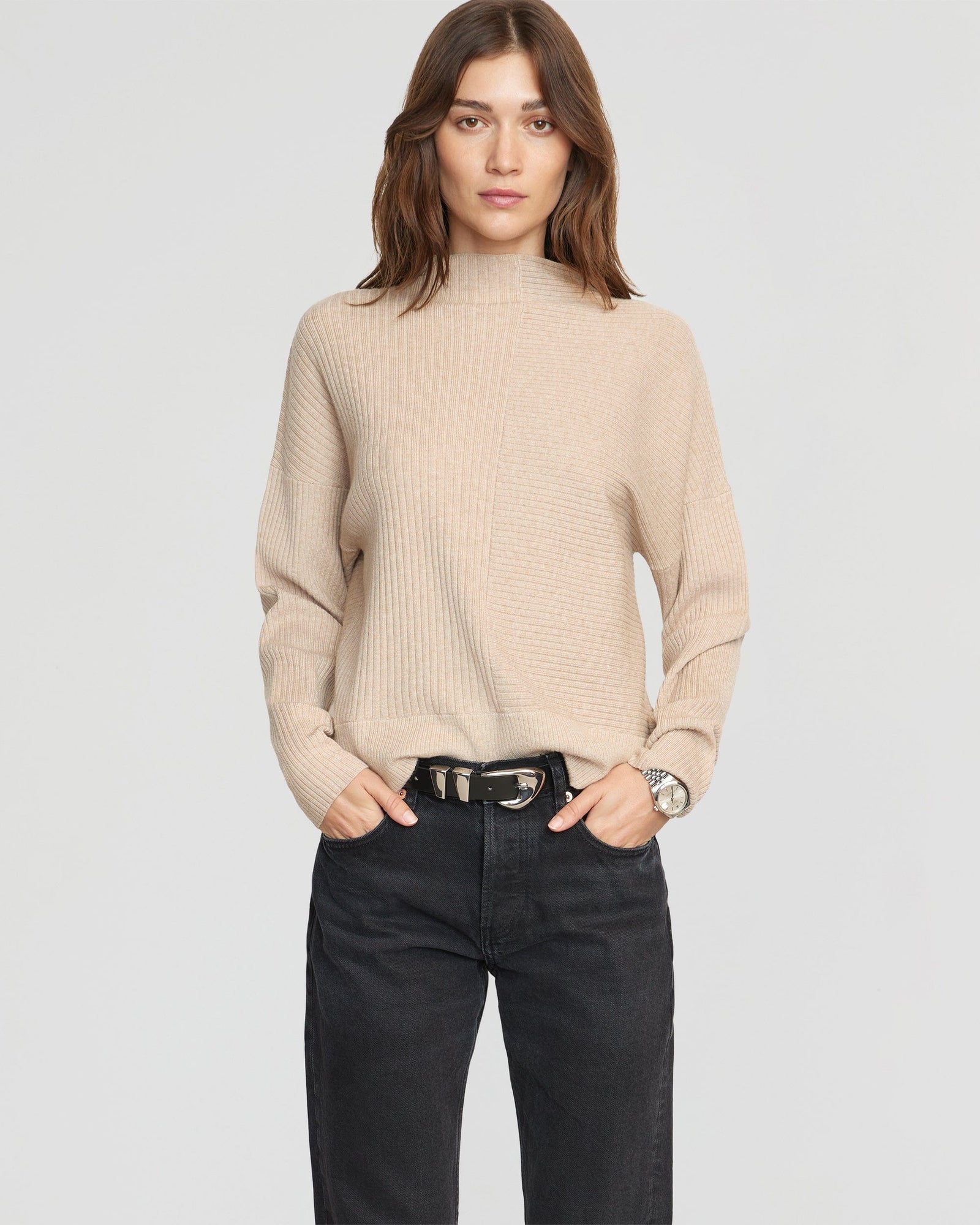 Renée | Juliana Directional Ribbed Sweater in Size Small