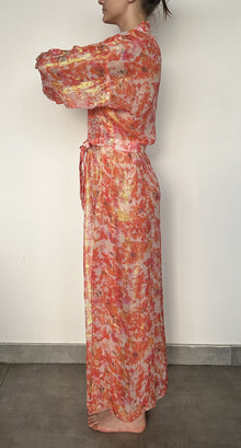 Rococo Sand | Inv Viscose Georgette Cosmic Lurex Long Dress | Orange