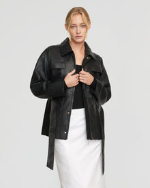 Riley | Kaden Tie-Waist Vegan Leather Jacket in Size Medium