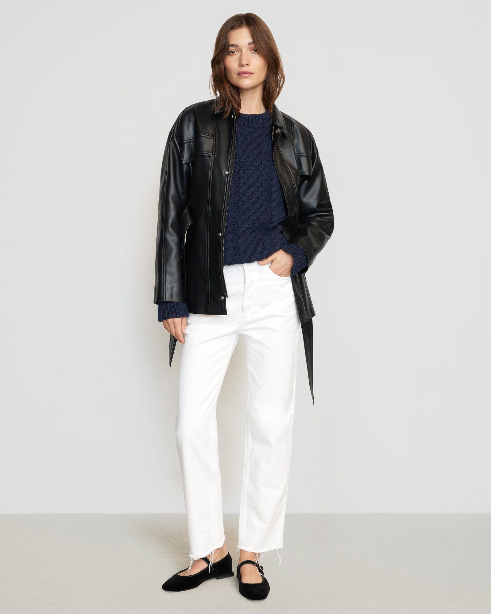 Renée | Kaden Tie-Waist Vegan Leather Jacket in Size Small