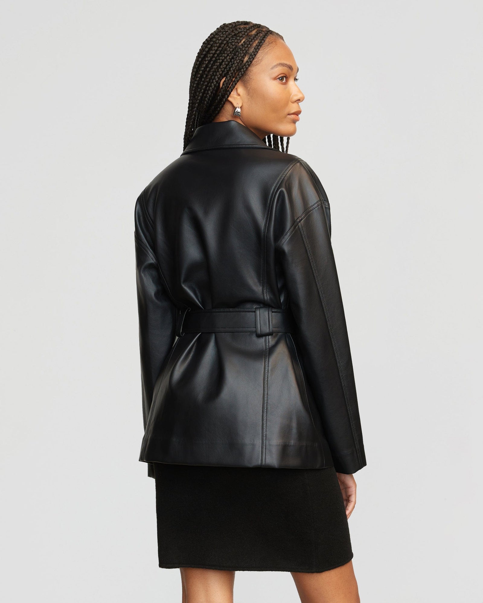 Dido | Kaden Tie-Waist Vegan Leather Jacket in Size Small