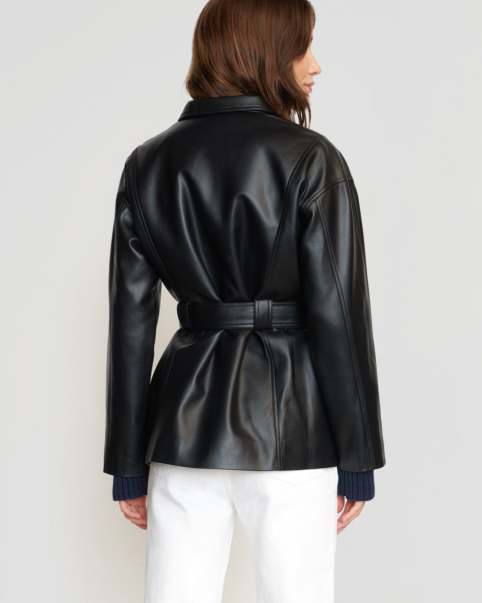 Renée | Kaden Tie-Waist Vegan Leather Jacket in Size Small