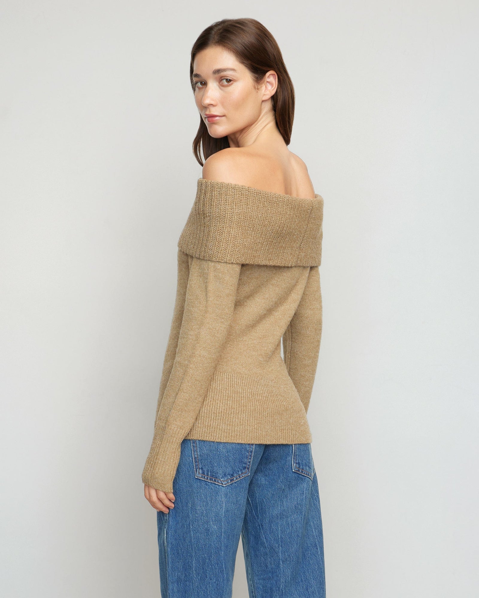 Renée | Kiana Ribbed Off-Shoulder Sweater in Size Small