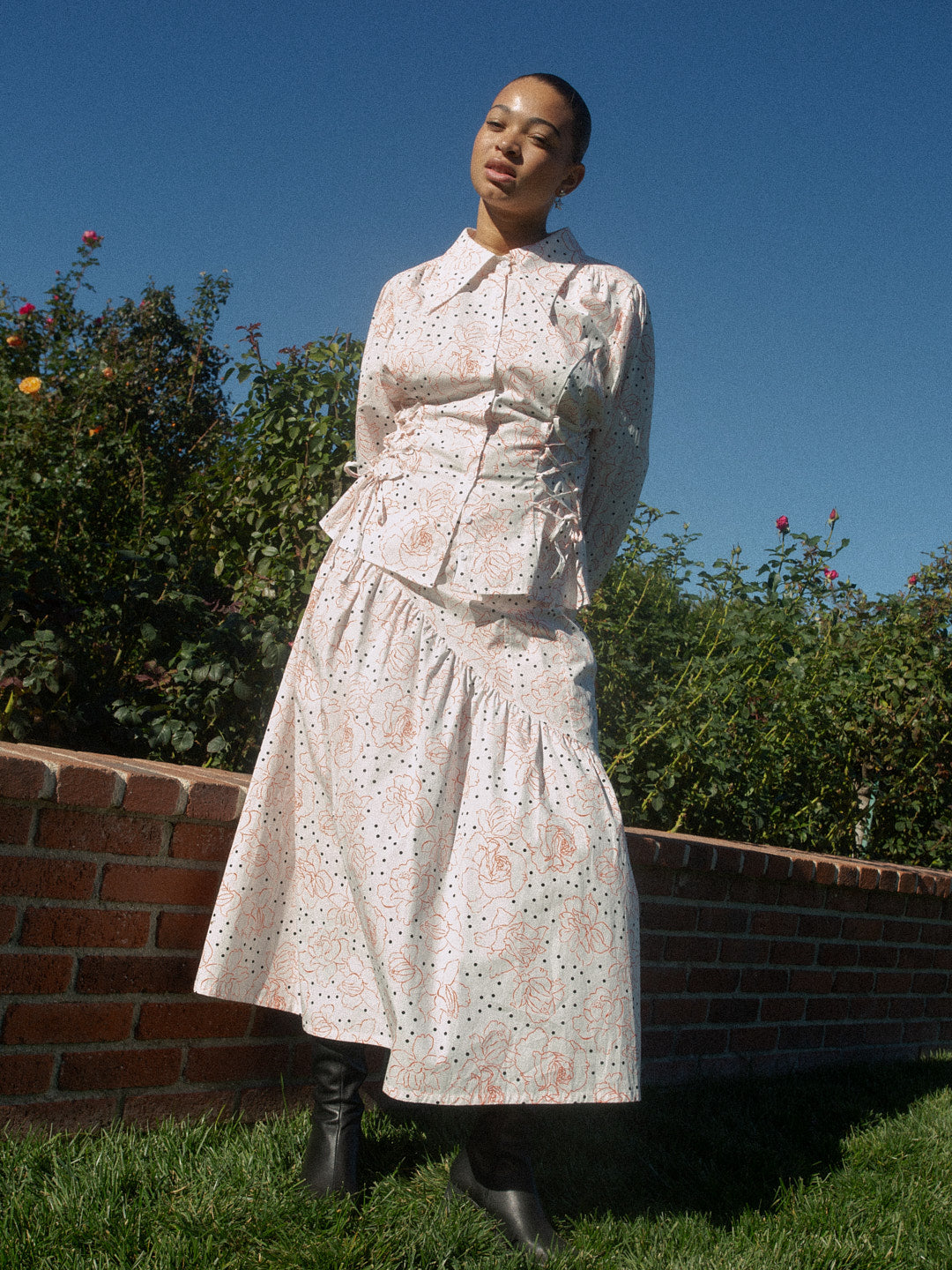 Maeve Midi Skirt | Rose Dot White