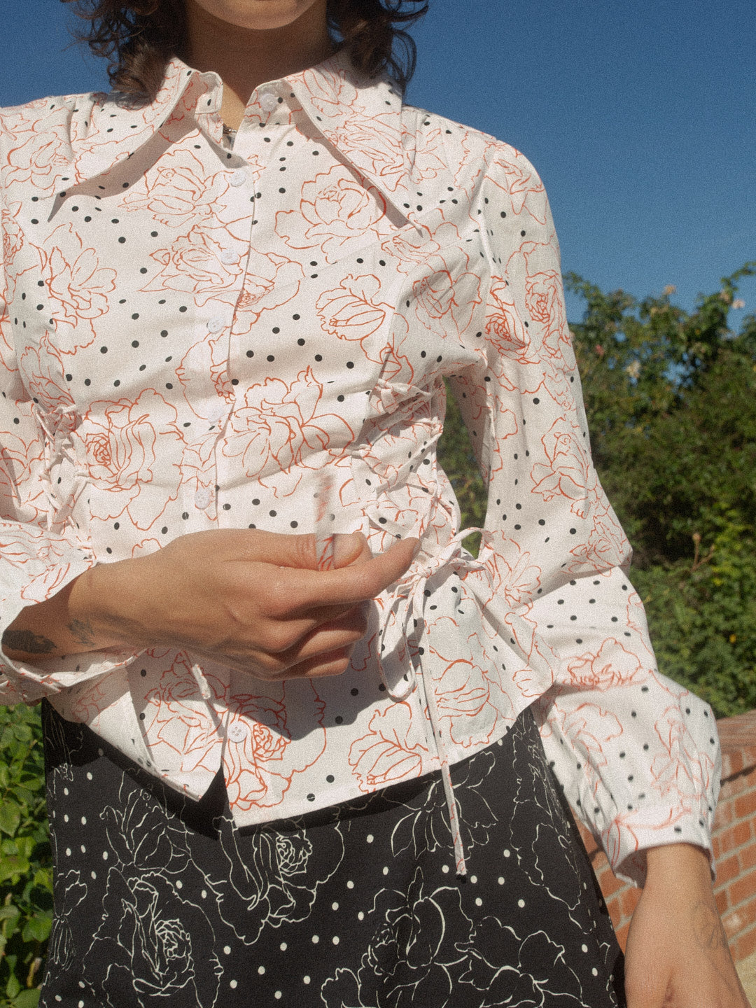 Jasper Button Up | Rose Dot White