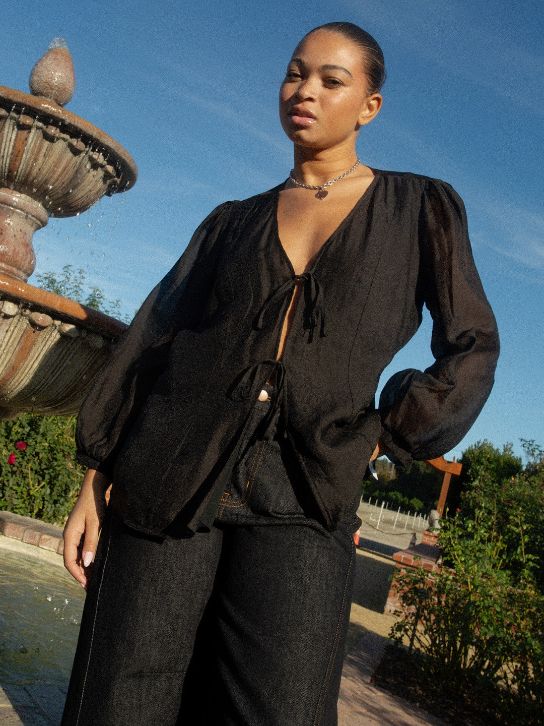 Meera Blouse | Black Organza