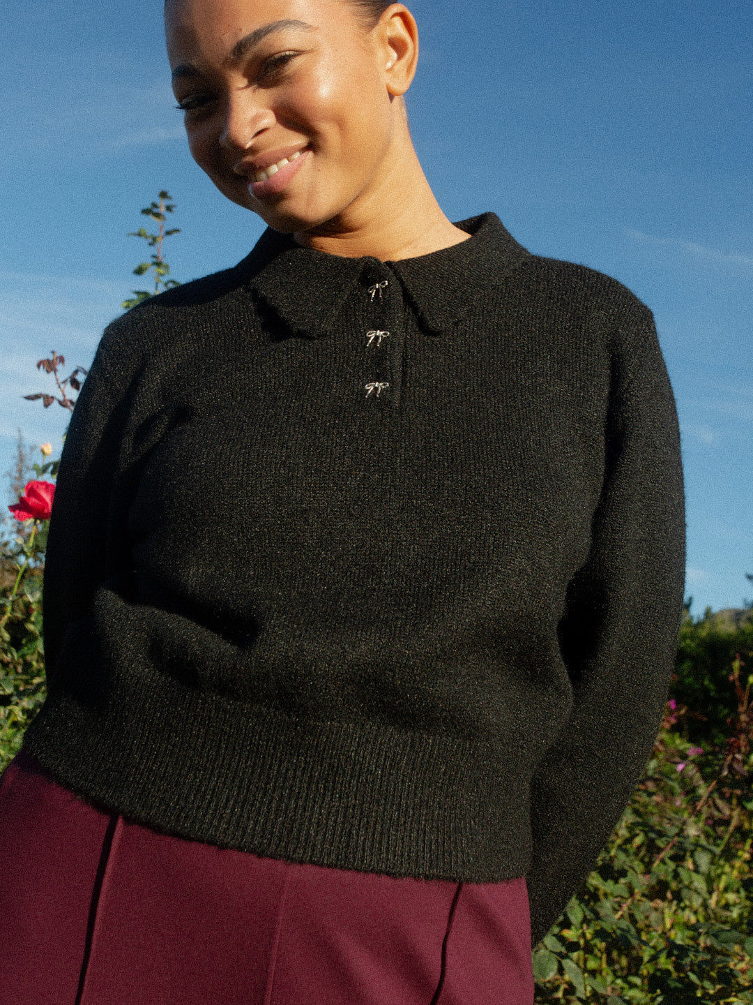 Posey Polo Sweater | Black