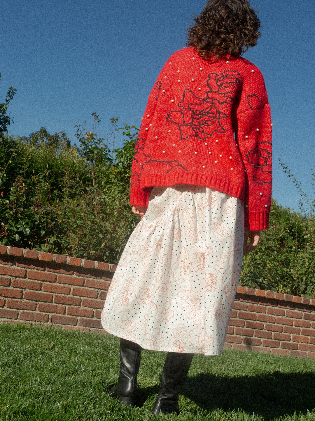 Maeve Midi Skirt | Rose Dot White