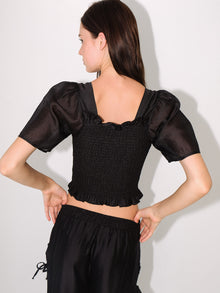 Toni Smocked Top | Black Organza