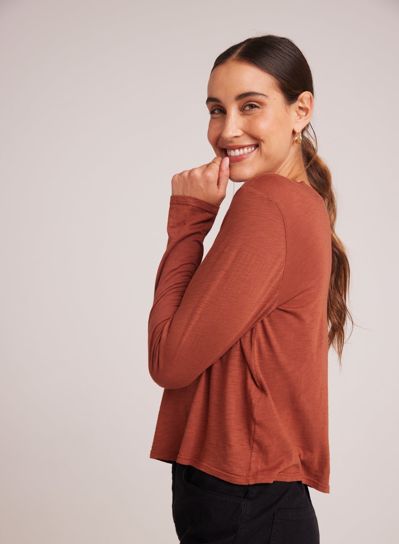 Long Sleeve Crew Neck Tee - Autumn Amber