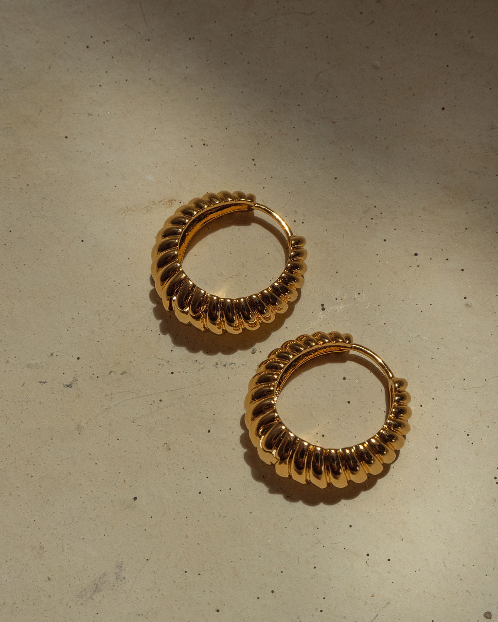 Ridged Marbella Hoops - Gold | Plated Gold