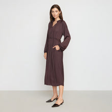 Magdalena Long Sleeve Plisse Dress | Merlot