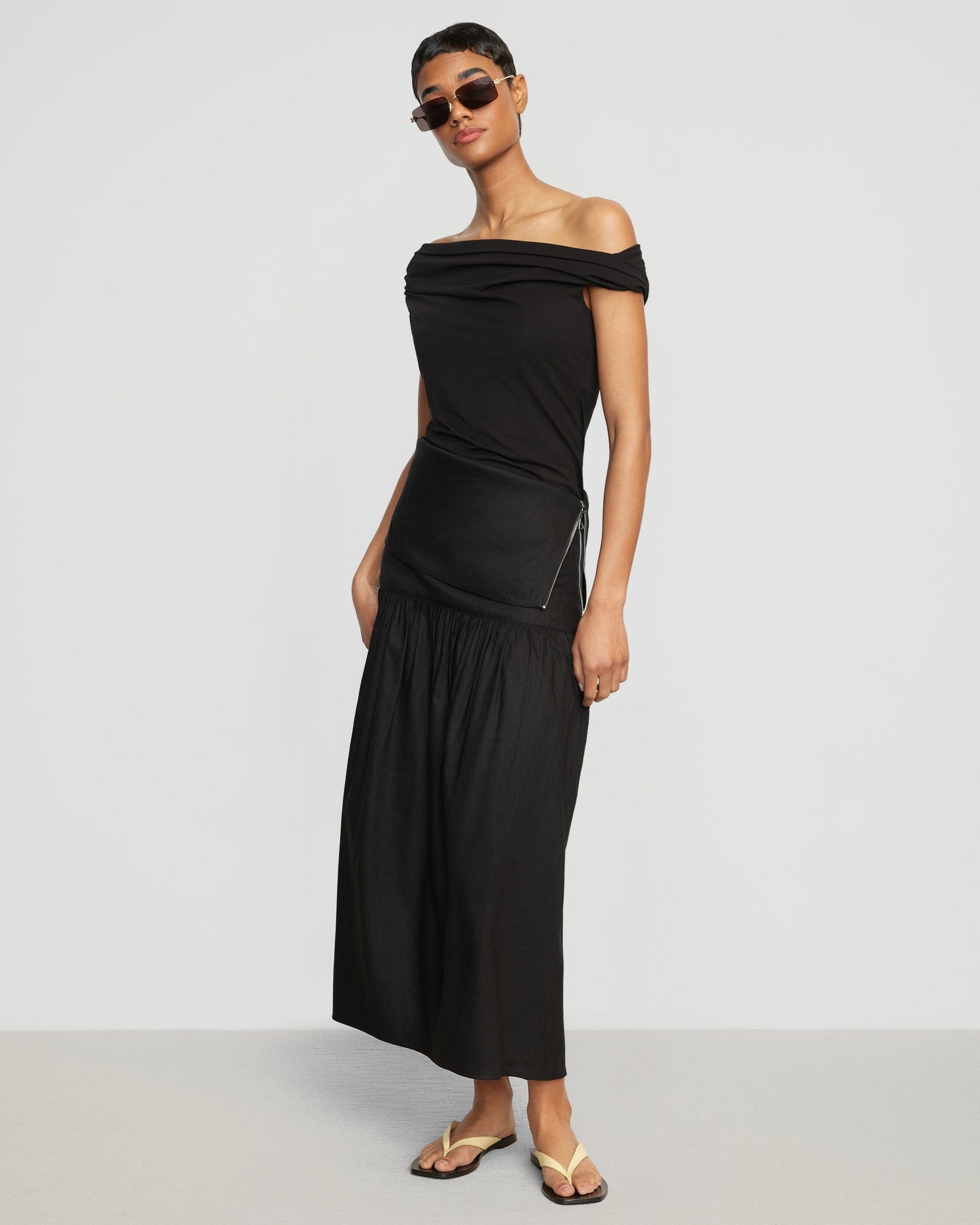 Simone | Mako Linen Foldover Zip-Waist Skirt in Size Small