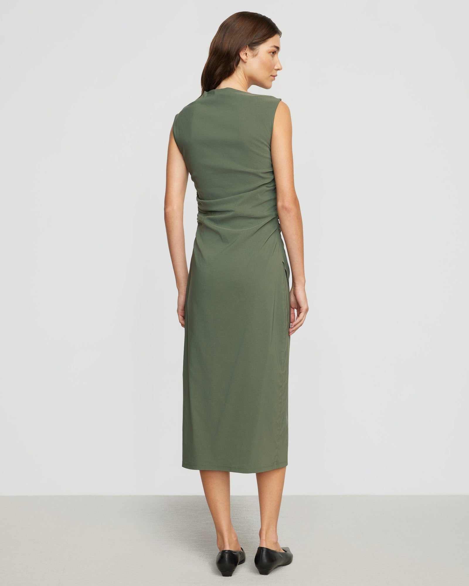 Renée | Manon Asymmetric-Neck Ruched Dress in Size Extra Small