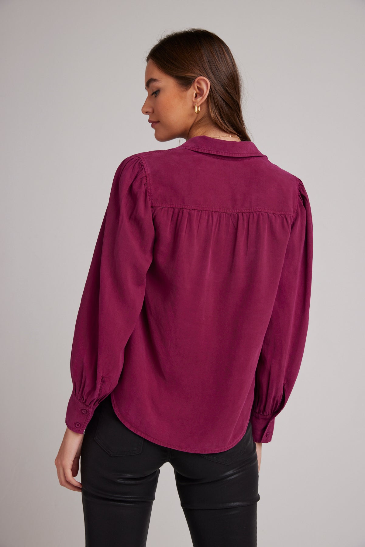 Pin Tucked Button Down - Dark Magenta