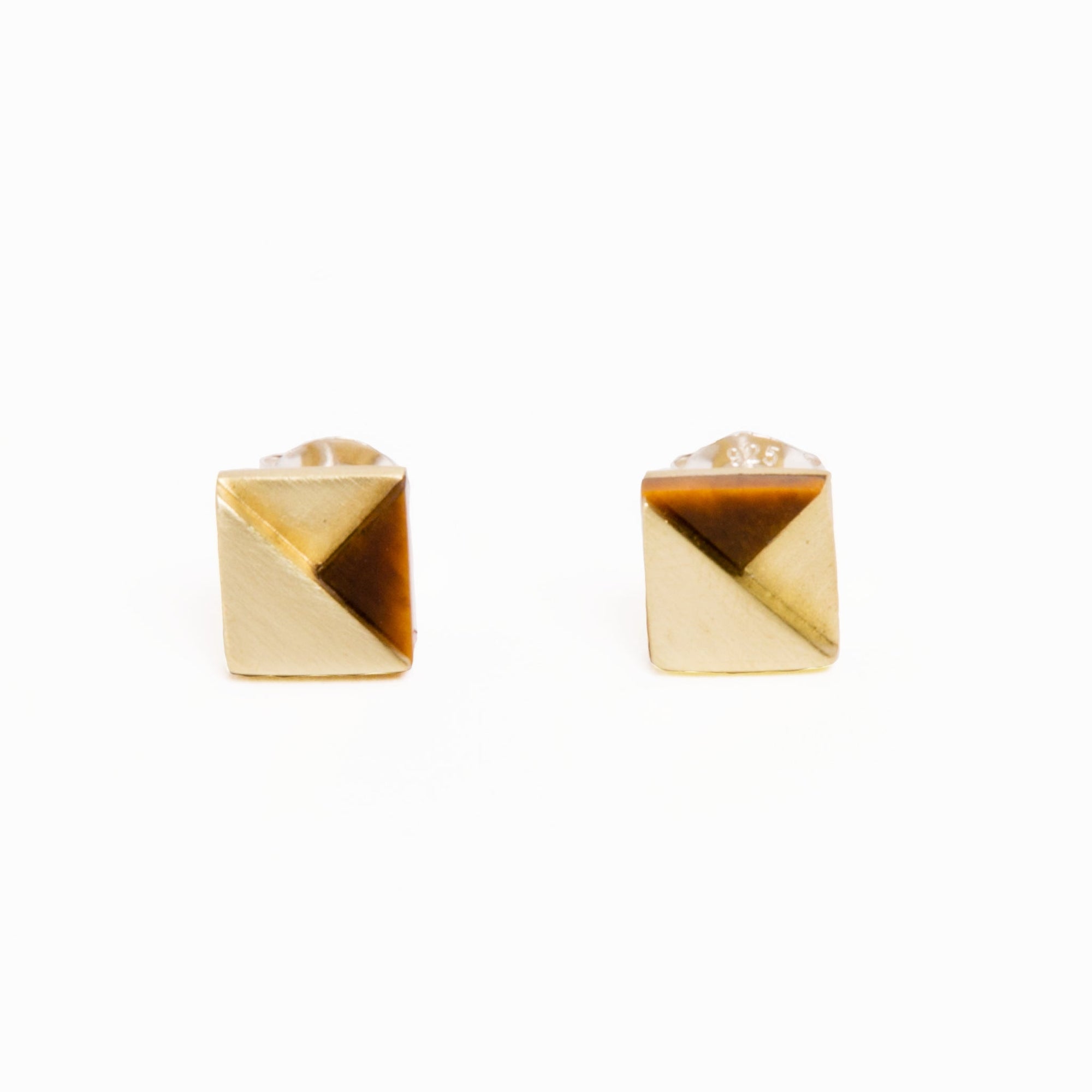 Chip Earrings | Brass | Tiger's Eye