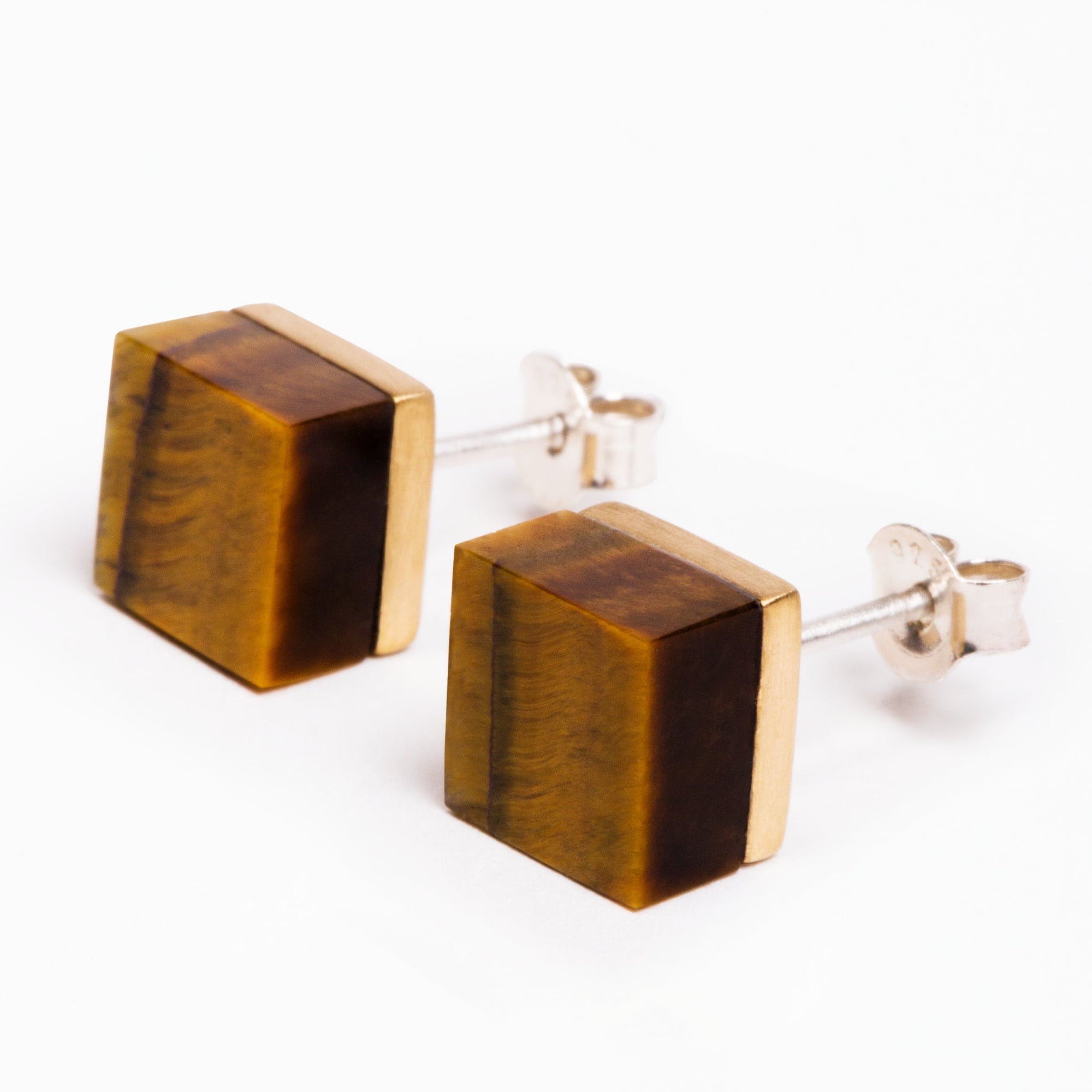 Cubic Earrings | Brass | Tiger's Eye